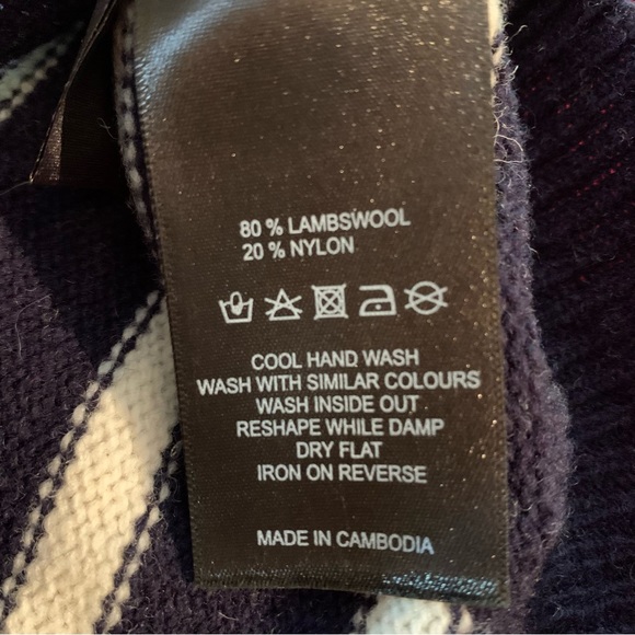 Arabella & Addison Nautical Striped Wool Sweater with Anchor Neck Women’s Size L - Picture 9 of 9